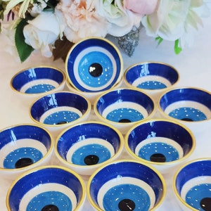 wedding favor bowls 3.14" inch diameter gold leaf evil eye bead bowl, bulk gifts, baby bridal shower favors, christening favors