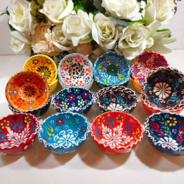Ceramic Bowls 8cm, Handmade Turkish Ceramic Bowl, Microwave Safe, Lead Free, Food Grade, Handmade Pottery, Gift Ceramic Bowls for Wedding