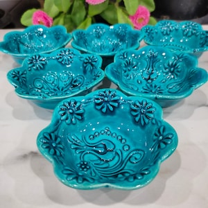 Completely handmade Anatolian motif ceramic bowls Wedding favors for guests  bulk gifts,