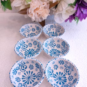 Hand Painted Blue Ceramic Bowl – 3.15&quot; Mini Dish for Jewelry, Sauce, Wedding & Baby Shower Favor