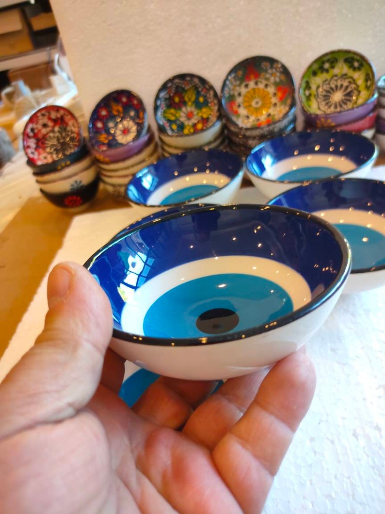 Evil Eye Bead Ceramic Bowl Home Decor Bowls 4.7 diameter Etsy