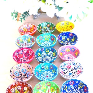 Multicolored Handmade 8 cm (3.15 inches) Ceramic Bowl | Elegant Wedding Favor | Baby Shower Favor | Sauce Dish | Jewelry Holder