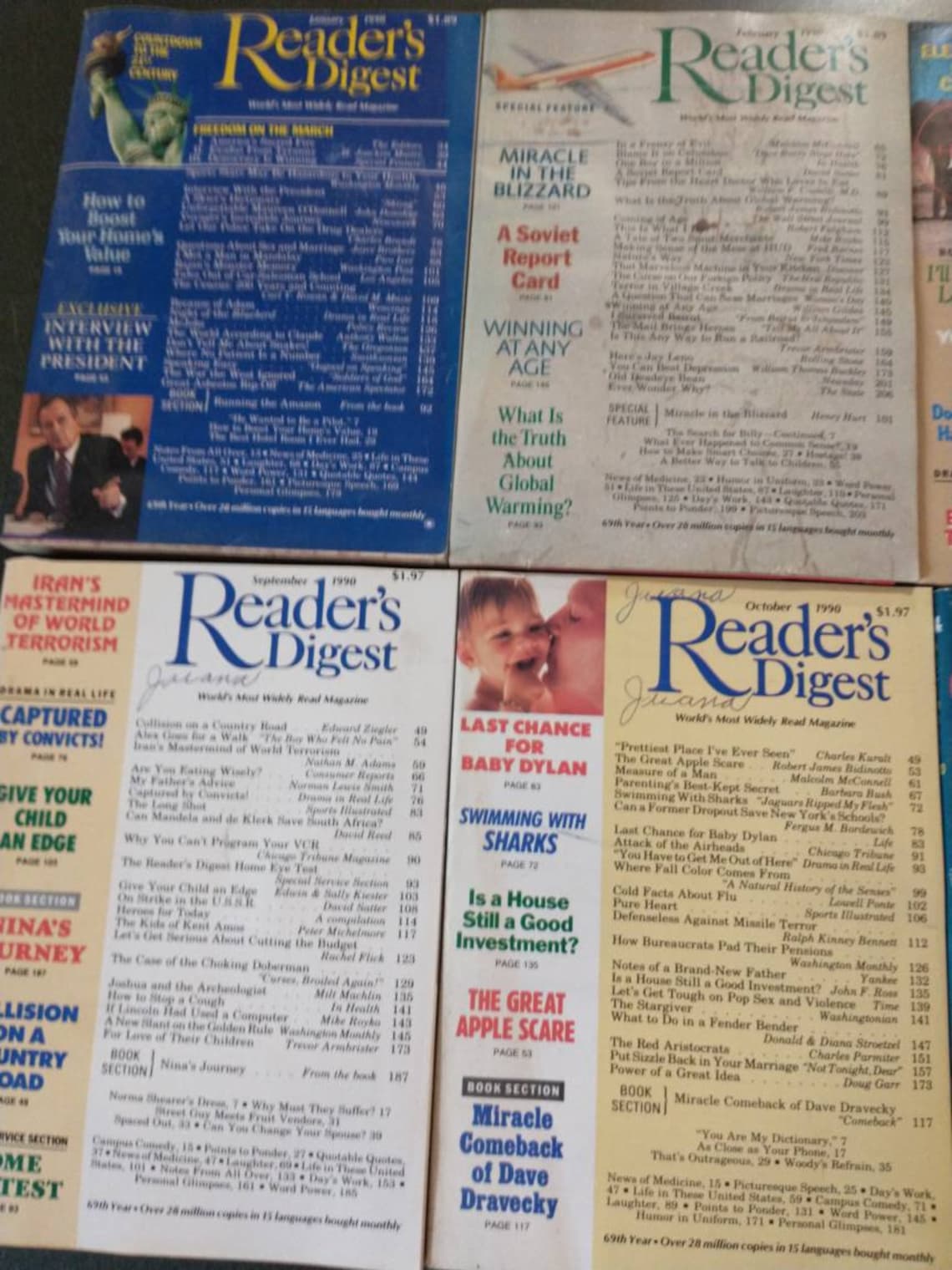 Vintage 1990 Reader's Digest Magazines Lot of 6 Jan Feb Etsy