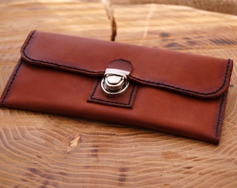 Cartera de cuero, Cartera unisex, Cartera hecha a mano, Cartera de cuero para hombres, Cartera de cuero para mujer, Cartera marrón