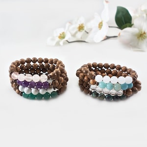 Pulseira Vietnam Aloeswood Stack com pedras preciosas