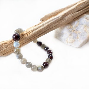 Labradorite & Garnet Mala Healing Bracelet