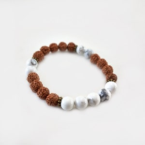 Rudraksha & Howlite Mala Bracelet