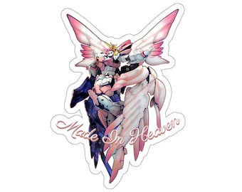 Pink Wing Zero Gundam sticker / Madoka Magica / Made in Heaven / Gunpla / White border / Robot / Mecha / Sci-fi / Anime