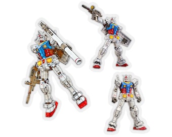 RX-78-2 Gundam Sticker Set of 3 / Anime sticker / Gunpla / Mecha / Sci-fi / Robot / Saint-ism