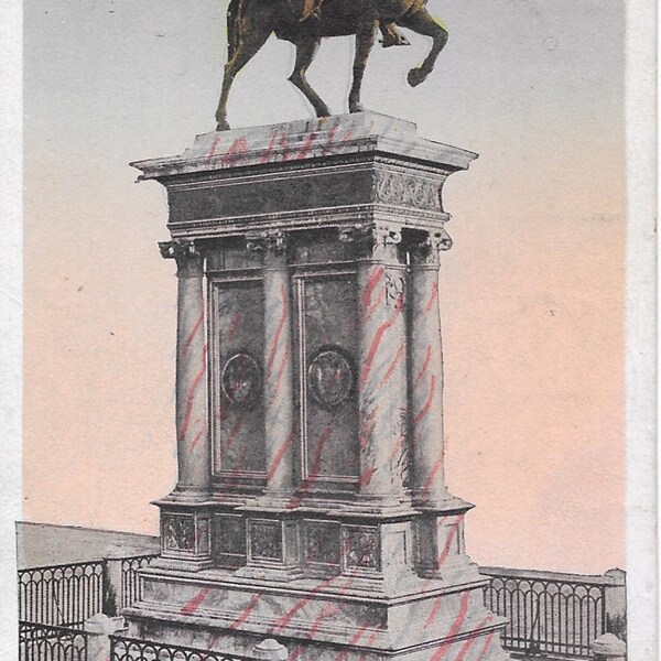 Vintage White Border New Jersey Postcard Bartolomeo Colleoni Statue Newark NJ