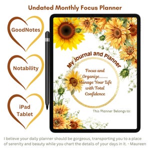 Sunflowers Digital Planner | Focus Tools for Busy Moms Students Executives | ADHD Neurodivergent Users