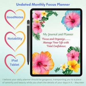 Tropical Flowers Digital Planner | Focus Tools for Busy Moms Students Executives | ADHD Neurodivergent Users