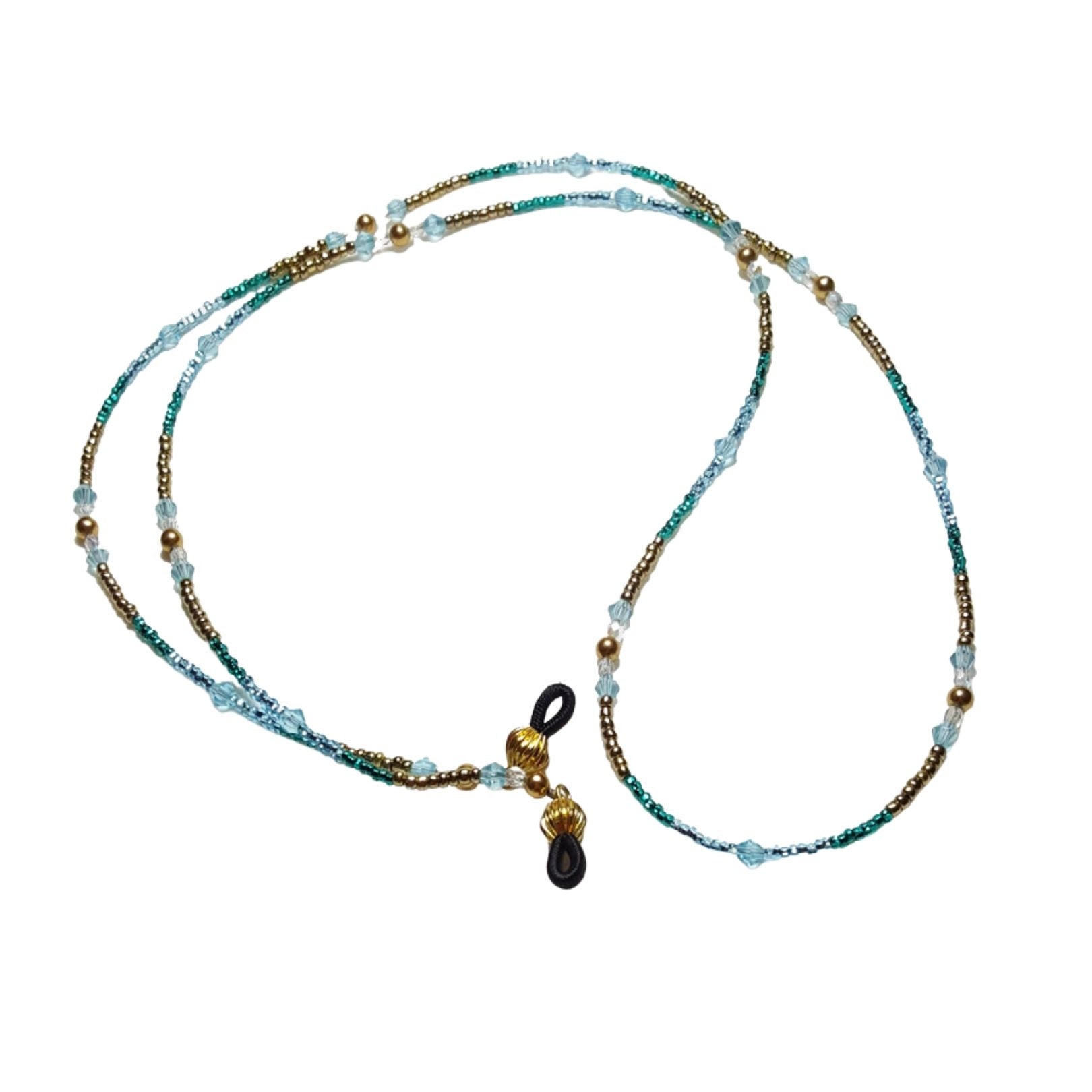 Sky Blue and Teal Blue 14K Gold Accent Beaded Eyeglass Chain Etsy