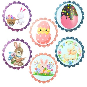 Easter Party Cupcake Toppers Bunnies Chicks Eggs Set 01
