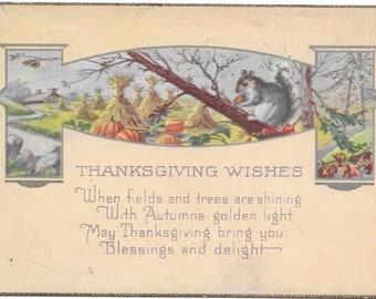 Thanksgiving Wishes Vintage Antique Collectible Postcard 071 1922