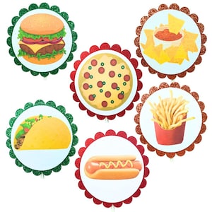Fast Food Summer Fun Birthday Party Cupcake Toppers Style 04