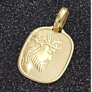 Gold Jesus Pendant Men, Jesus Head Pendant, Gold Jesus Medal, Jesus Face Gold, Jesus Face Medallion, 18k Jesus Pendant, Italian Jewelry