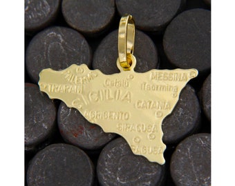 Pingente de ouro da Sicília, pingente de ouro da Sicília, pingente de ouro maciço 18k, pingente de ouro da Sicília, joias italianas