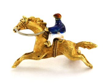 Broche Motif Cheval En Or 18 Carats - Bijou Vintage - Occasion Parfait état