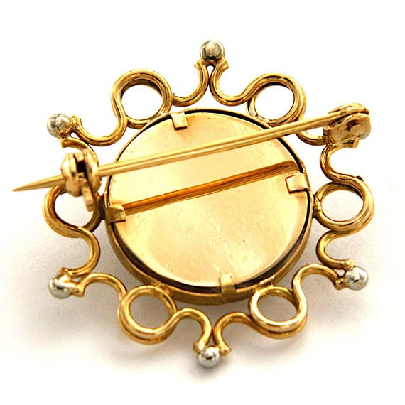 Broche Ancienne Plaqué Or 18k Art Déco/Nouveau - Forme Circulaire Créateur - Occasion