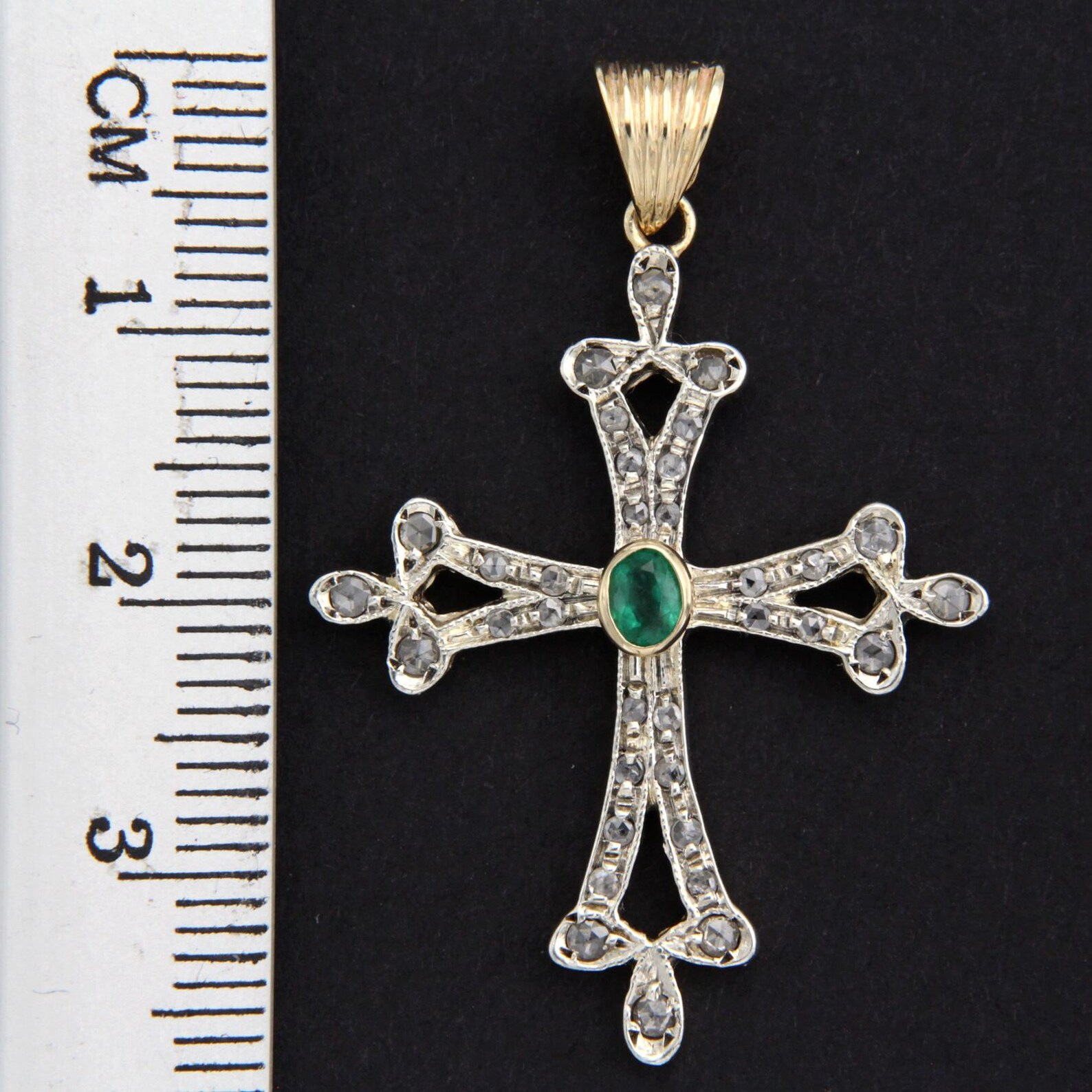 Gold Cross Pendant 14k Emerald Cross Pendant Diamond Gold | Etsy