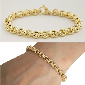 Gold Rolo Bracelet, Gold Link Bracelet for Women, Gold Chain Bracelet 18k, Gold Bracelet 7.5, Yellow Gold Bracelet, Italian Gold Bracelet