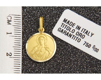 Pendentif Or Jaune 18k (750) Vierge Marie - Médaille Religieuse UNOAERRE - Neuf Italie