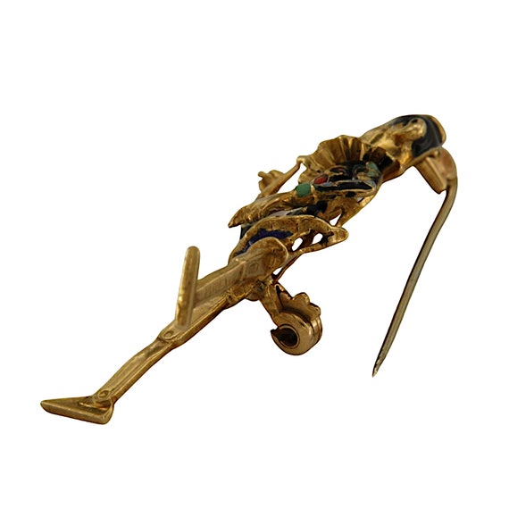 18k Gold and Enamel Pinocchio Vintage Brooch, Pin… - image 4