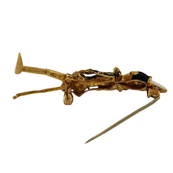 18k Gold and Enamel Pinocchio Vintage Brooch, Pin… - image 5