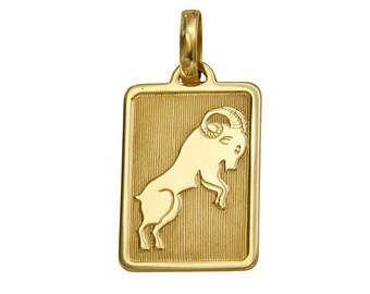 18k Gold Aries Pendant, Gold Zodiac Sign Pendant, Gold Astrology Pendant, Horoscope Pendant, Gold Italian Pendant, Gold Pendant Vintage