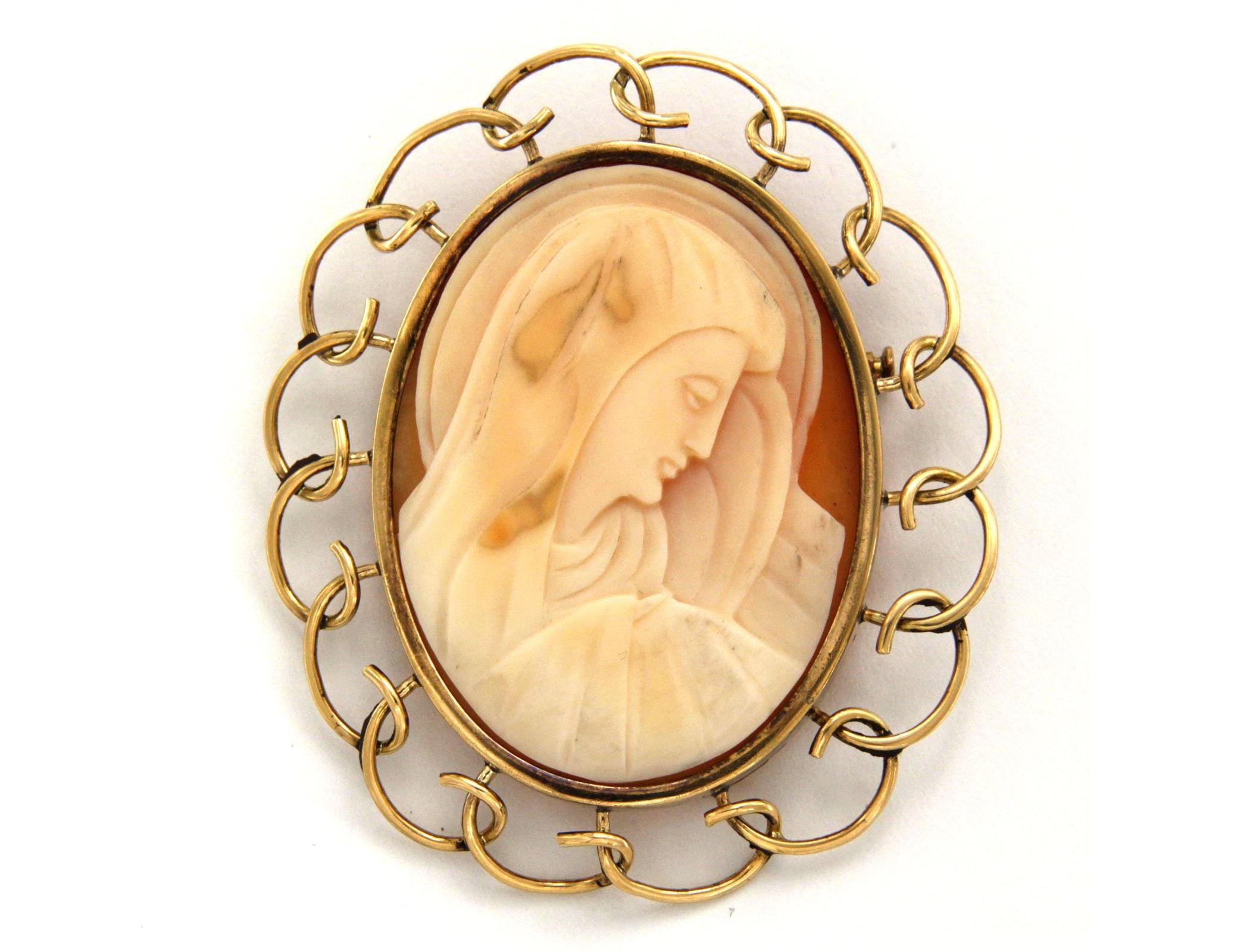 ANCIENNE BROCHE PLAQUE OR FIX RELIGIEUSE - REF10354J