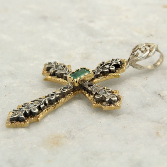 Emerald Cross Pendant Vintage Gold Crucifix Diamond - Vintage Emerald Cross Pendant Emerald Cross Pendant Vintage Gold Crucifix Diamond - Vintage Emerald Cross Pendant