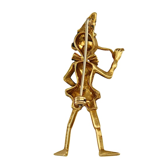 18k Gold and Enamel Pinocchio Vintage Brooch, Pin… - image 2