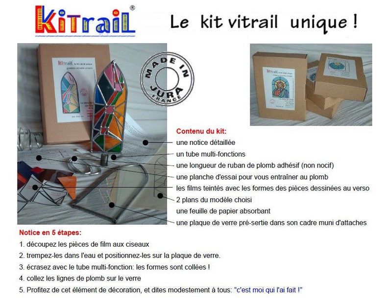 Lot de 2 Kitrail® maquettes de vitrail, formes en ogive frais de port à 1 image 3