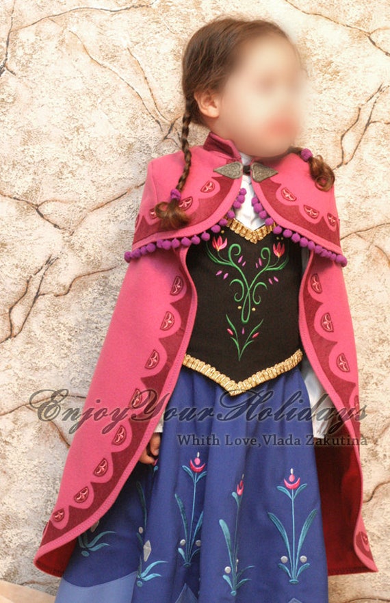 Bordado Anna Frozen inspirado traje cabo Anna frozen Cosplay | Etsy España