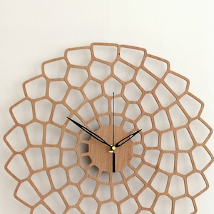 Large 17&quot; Wall Clock - Home Decor, Wooden Clock, Modern Wall Clocks, Silent Oak Clock, Wall Clock Large, Big Geometric Clock