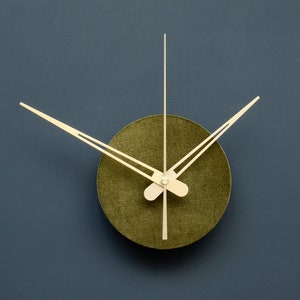 Mini Round Wall Clock - Clock for Tiny Home - Dark Green and Gold 5&quot; Wood Clock - Small Wall Clock - Modern Farmhouse Wall Decor