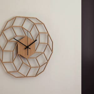 Large Dreamcatcher Wall Clock - Modern Clock Wood Decor - Home Decor - Big Clocks - Silent Wooden Clock - Large Oak Kitchen Clock
