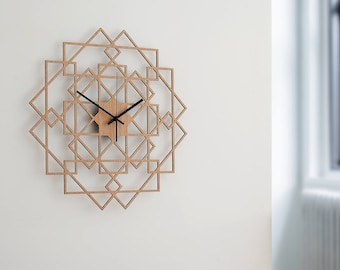 Square Wall Clock - Wood Wall Clock, House Wall Decor, Rustic Home Clock, Geometric Wooden Clock, Modern Wall Art, Handmade Clocks