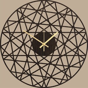 Brown Wall Clock - Wood Wall Clock Polygonal, Modern Wall Decor, Home Decor, Rustic Wall Clock, Wood Decor, Housewares, Dark Oak Wall Clocks