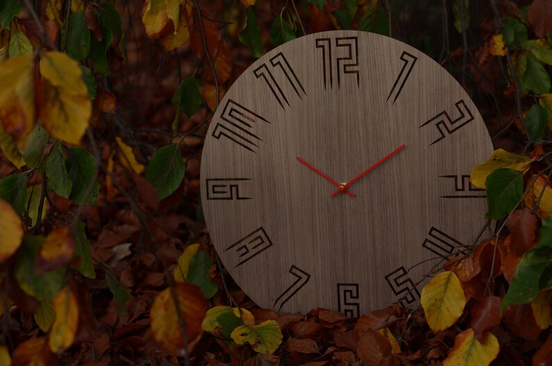 Modern Wall Clock with Numbers Rustic Wooden Personalized | Etsy