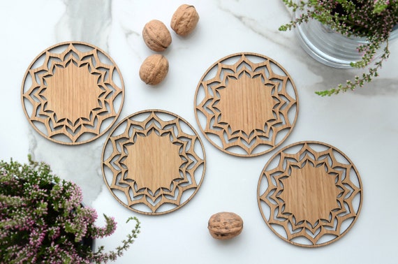 Set di sottobicchieri rotondi bohémien in cotone rosa per tavolo da pranzo, spesso cuscinetto isolante, sottobicchiere rotondo per il tè (con supporto | Leroy Merlin