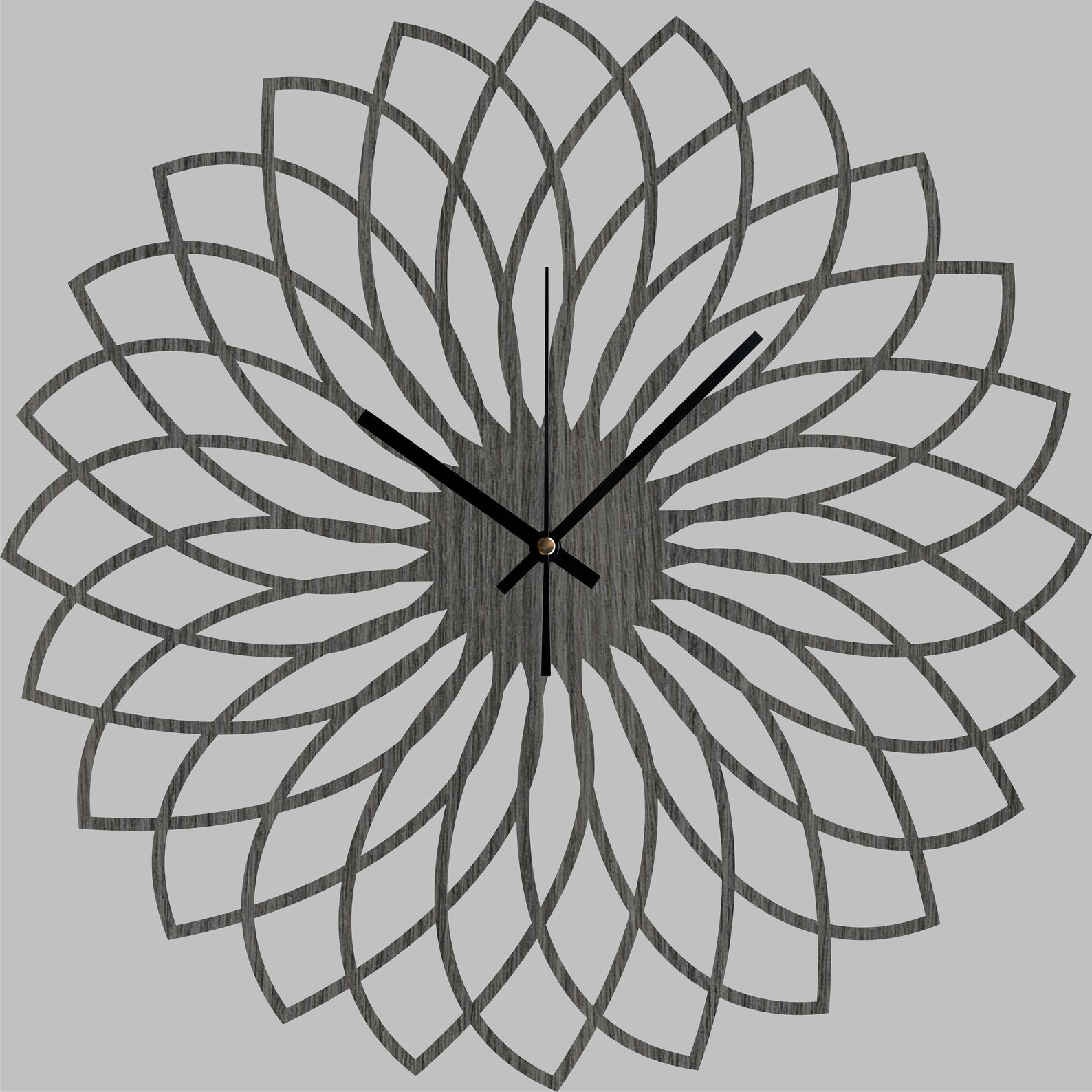Wedding Gift Gray Wooden Wall Clock Spirograph Stylish Etsy