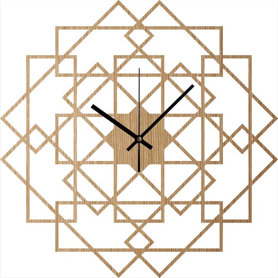 Wood Wall Clock Square Large Natural Oak Wall Clocks Wood Etsy