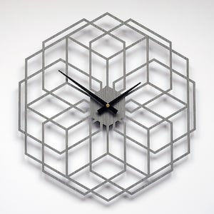 Wall Clock, Geometric Design Clock, Oversize Wood Wall Clock, New Home Gift, Oversize Silent Clock, Bestseller Wall Clock, New Design Clock