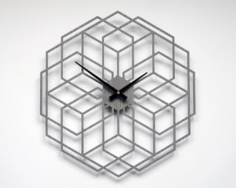 Wall Clock, Geometric Design Clock, Oversize Wood Wall Clock, New Home Gift, Oversize Silent Clock, Bestseller Wall Clock, New Design Clock