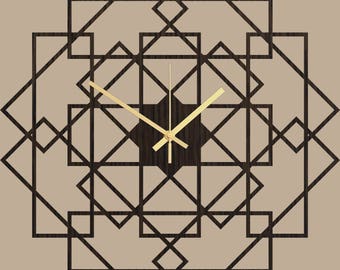 Wanduhr - Holz Wanduhr Platz, große Uhr, quadratische Holzuhr, einfache moderne Wanduhr, stille Uhr, große dunkle Eiche Wanduhren