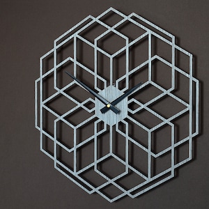 Horloge en bois gris, horloge en bois rustique de pays moderne, horloge grise de mur, horloge moderne minimaliste de maison, 17&#39;&#39; (43cm), horloge grise de mur, accent à la maison