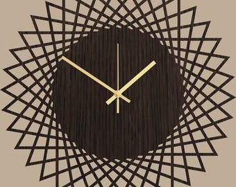 Grande horloge murale - Savane d’horloge murale en bois, horloge pour mur, décor en bois, horloge moderne géométrique, horloge de salon, horloge de cuisine, décor de maison