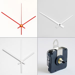 Quartz Clock Movement with White Hands - Battery Operated DIY Wall Clock Mechanism, Silent Clock Movement Replacement Parts with Metal Hook